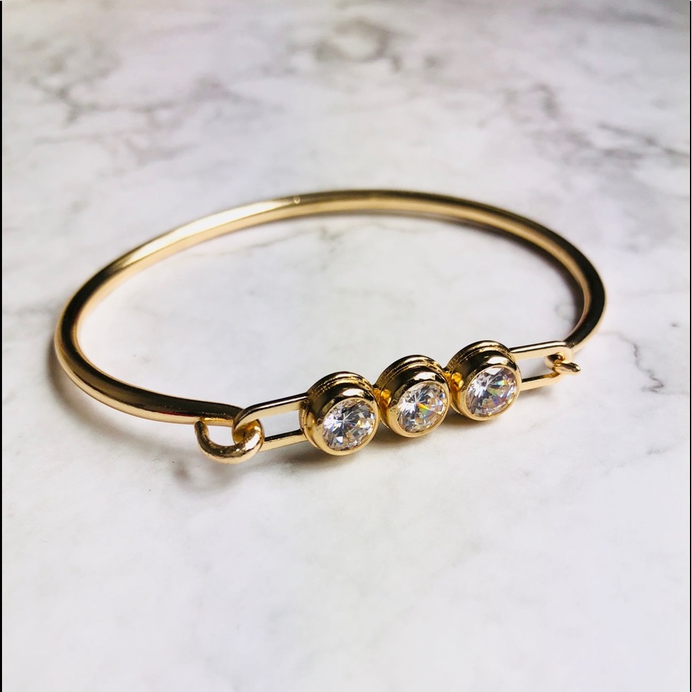 New! Rhinestones Gold Bangle Bracelet